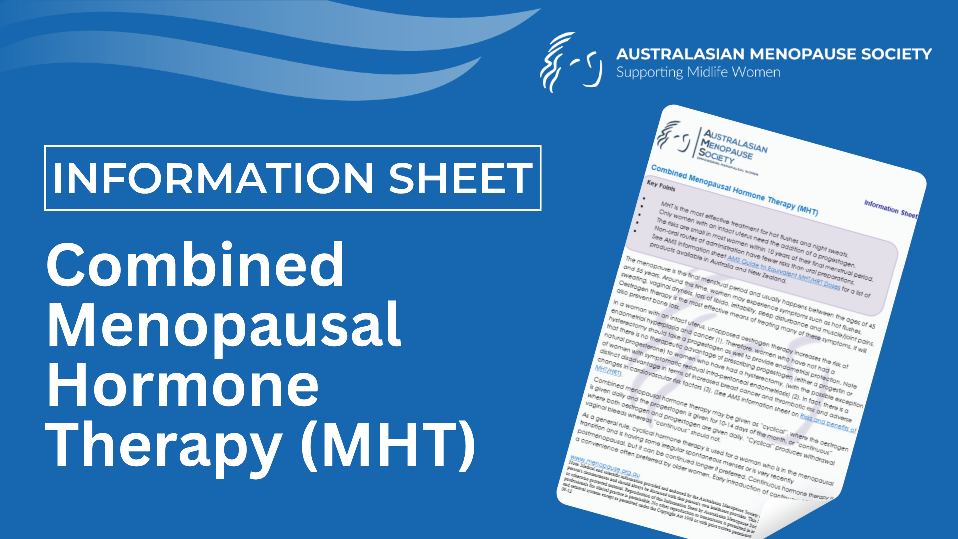 Combined Menopausal Hormone Therapy (MHT) | Information Sheet ...
